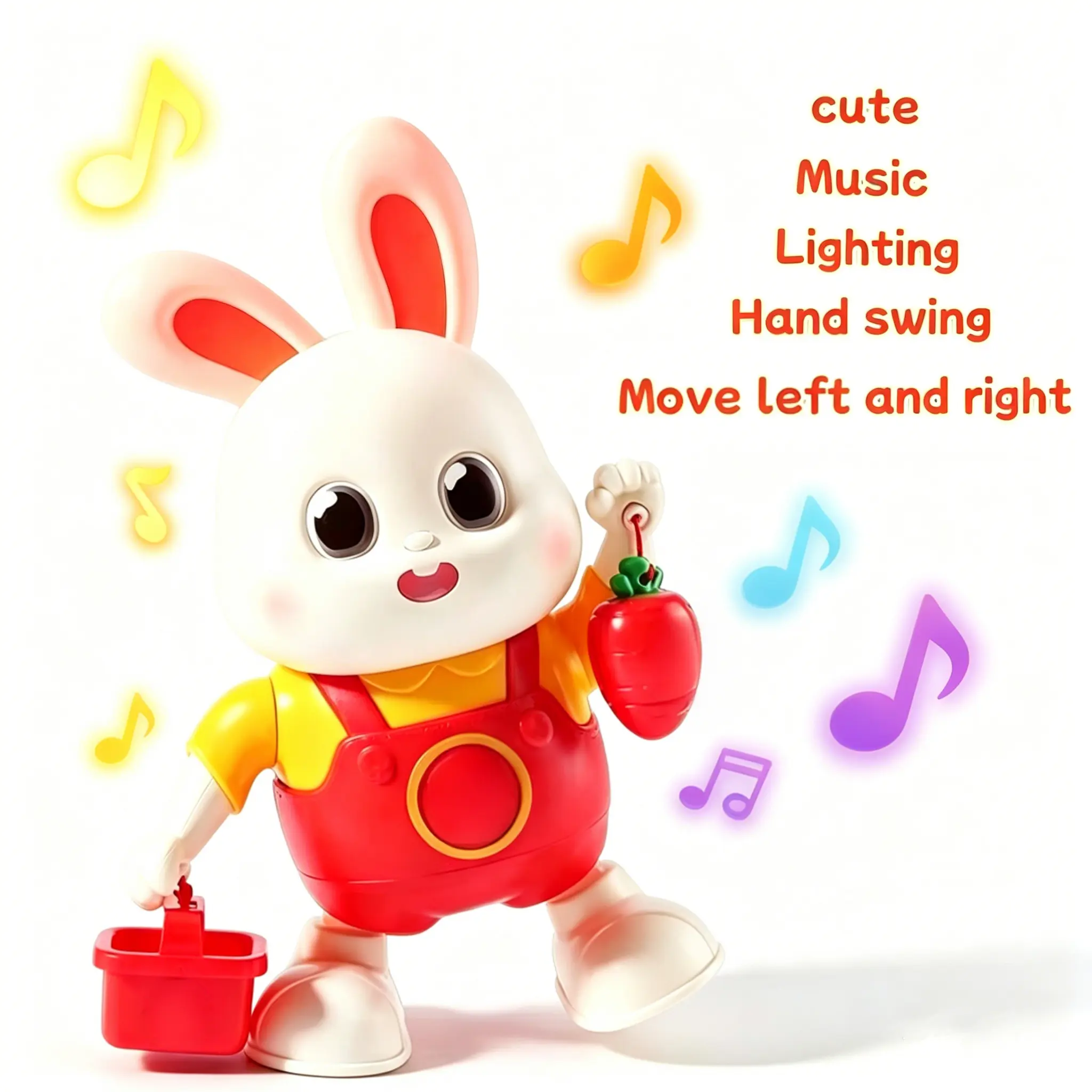 Unisex Musical Light Up Rabbit Toy - Cute Dancing Walking Sensory Music Learning Tummy Time Toy, Birthday/Christmas Gift Fillers for 1-3 & 2-3 Years Old Kids