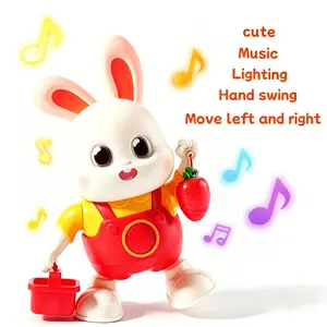 Unisex Lighting Baby Musical Rabbit Toy - Cute Dancing Walking Sensory Tummy Time Toy, Birthday & Christmas Holiday Gift Fillers for 1-3 Years Old Kids