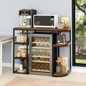 6-Tier Over-the-Fridge Organizer Rack – Sturdy 46.9in Kitchen Shelf for Mini Fridge, Microwave, Coffee Bar with Storage, 4 Power Outlets, Air Switch, Supports 150 lbs