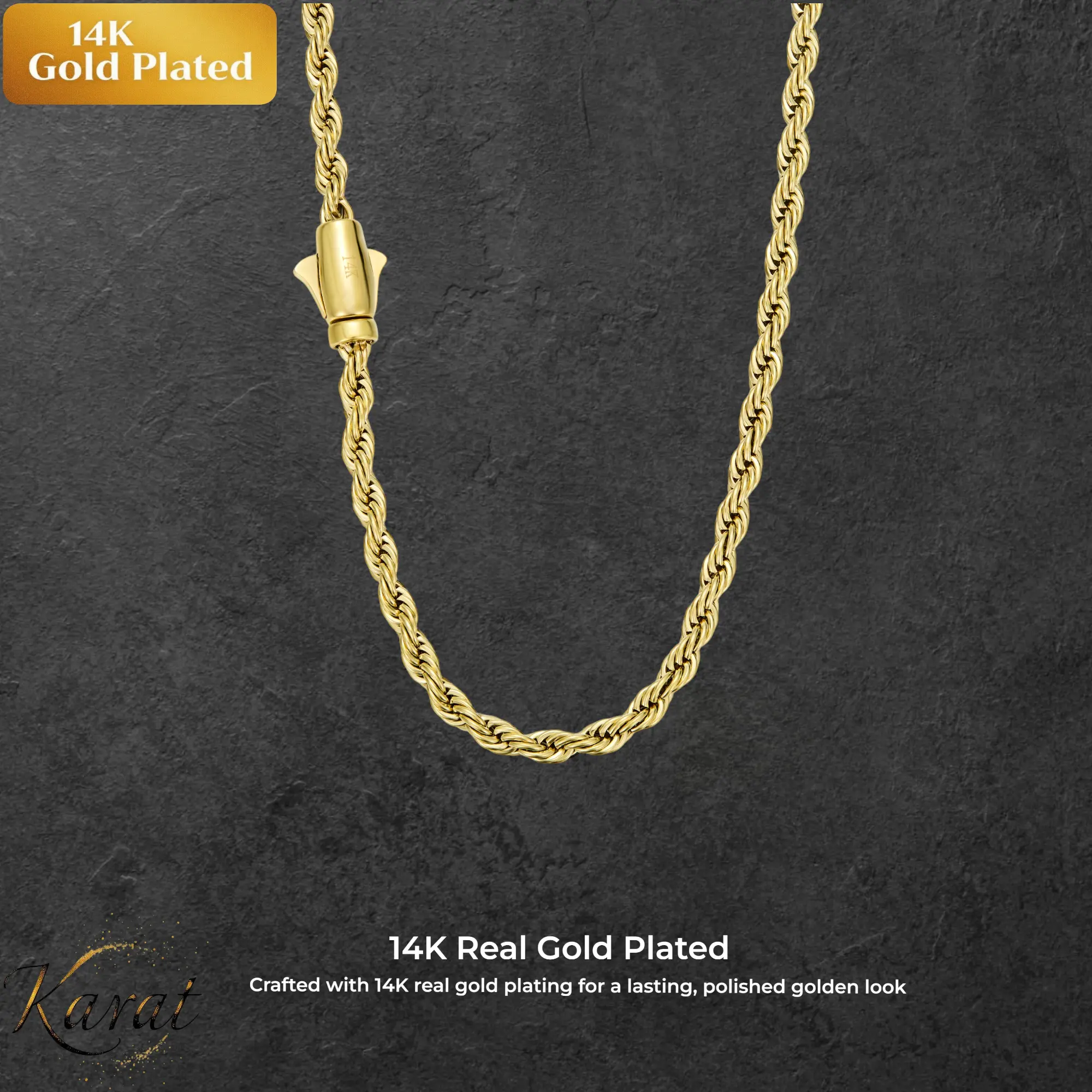 14K gold-plated braided necklace or bracalet, waterproof and rustproof, comfortable to wear, non-fading and hypoallergenic, 6mm width, necklace sizes 16/18/24/30, simple and elegant, suitable for women's everyday wear.