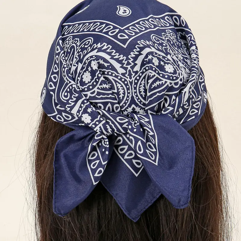 Fashion Paisley Print Square Hijab Headscarf, Casual Versatile Bandana, Boho Style Scarf for Women & Men, Fashion Accessories for Daily Wear, Square Head Scarves