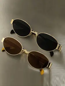 Vintage Bohemian Metal Oval Frame Glasses, Trendy Casual Glasses for Everyday Use, Fashion Accessories for Outdoor Activities