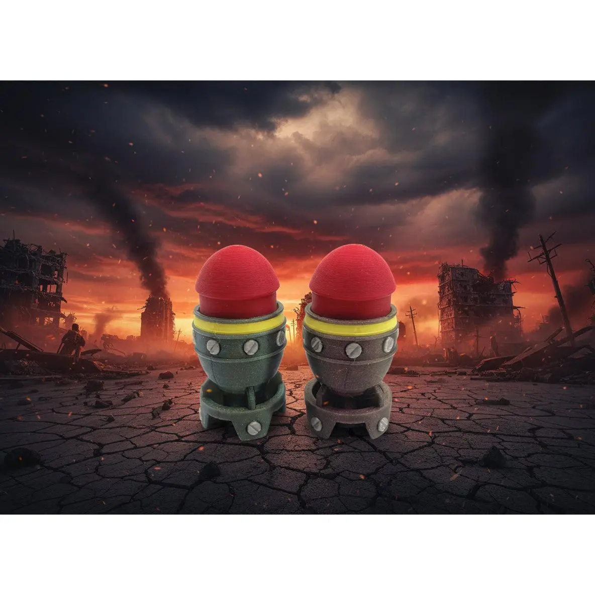 Mini Nuke Fidget Clicker | 3D Printed Tiny Atomic Bomb Button