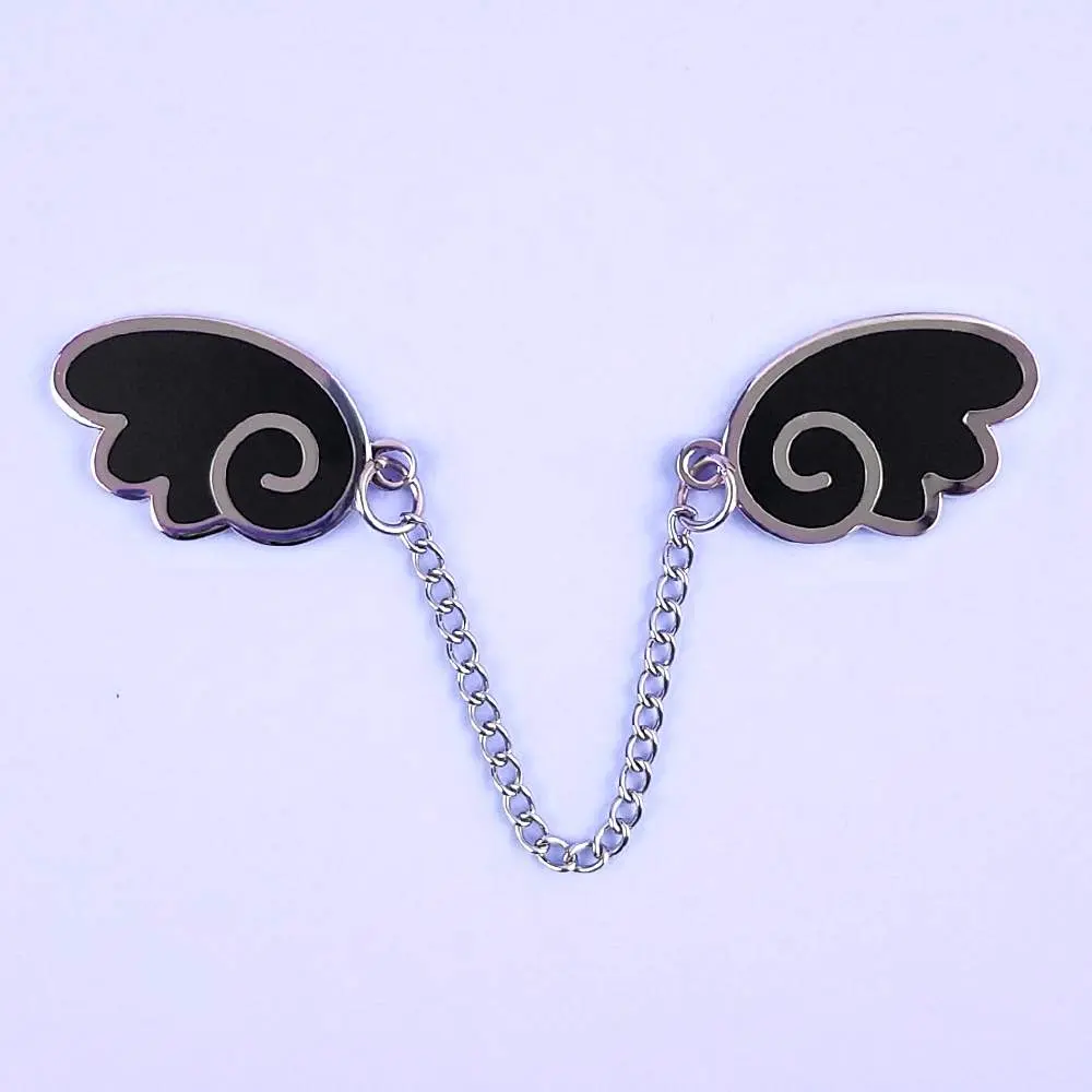 Angel Wings Silver/Black Enamel Pin - Fashion Accessories