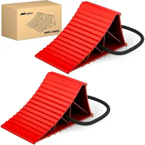 Nilight Wheel Chocks, Heavy Duty Wheel Stopper for Car, Truck, RV, Trailer, Caravan, Motorcycle, 8.7 Inch x 4.8 Inch x 4.2 Inch, 2-Pack(Red)