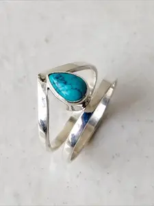 Retro Double Circle Layered Synthetic Turquoise Women's Ring, Water Droplet Style, Niche Fresh Gift, Unique Gift, Very Suitable for Daily Wear, Travel, Celebrations, Anniversaries, Birthday Parties, Noble Gifts, Etc