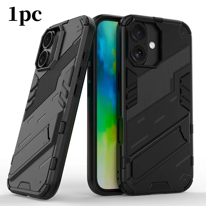 Invisible Built in Kickstand Hard Phone Case, Minimalist Shockproof Full Coverage Protective Cover for iPhone 17/17Pro/17ProMax/17Air/16/16Pro/16ProMax/15/15Pro/15ProMax