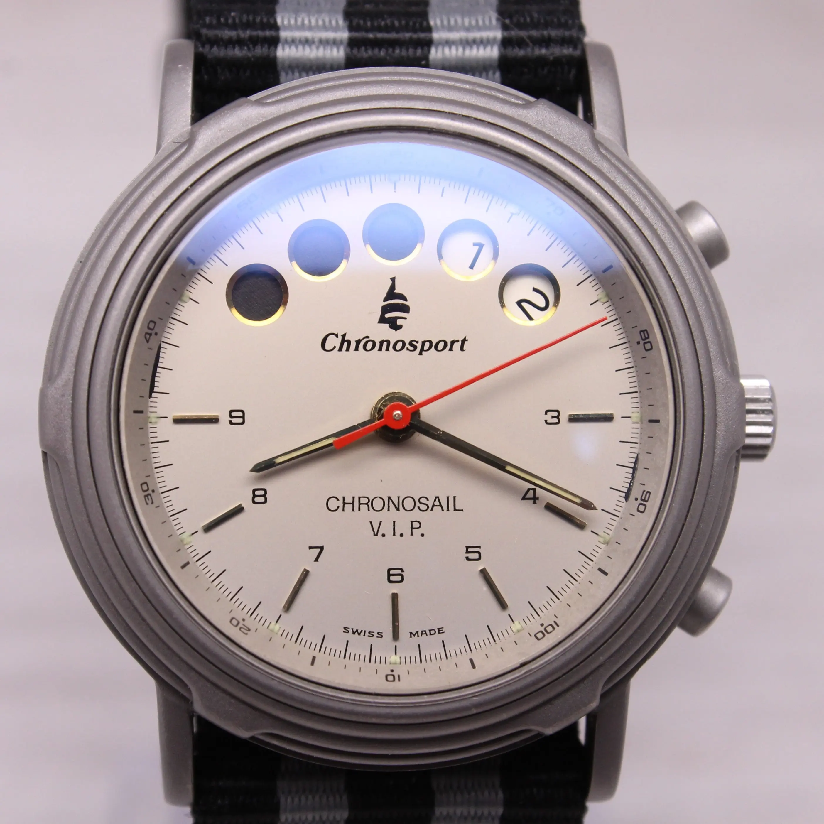 Men's Vintage 39mm PVD Steel Chronograph Watch - Valjoux 7757 Analog Mechanical Movement, Regatta Yachting Collectible, Analog Mechanical Watch