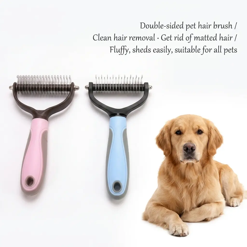Pet Grooming Undercoat Rake  for Long-Haired Dogs & Cats - Shedding Brush, Pain-Free Deshedding Tool, Non-Slip Comfort Grip, Everyday Pet Hair Care Accessory