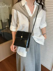 Vintage Embossed Leather Crossbody Bag, Elegant Flip Cover Shoulder Bag, Perfect for Office and Commute, Retro Small Bag