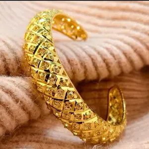 Dubai Gold Color Bangles for Women Men 18k Gold Color Bracelets African/European/Ethiopia Jewelry