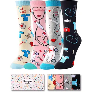 HAPPYPOP Four Pairs Nurse Women Medical CNA Doctor Socks, Nurse Student Medical Assistant Gifts RN Gifts  SwimWeek  summervibes