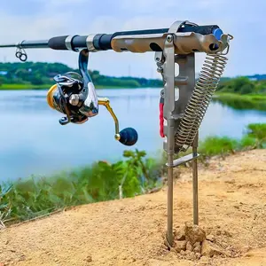 Automatic Deploy Fishing Rod Holder, High Sensitivity Dual Spring Activation Fishing Rod Holder, Stainless Steel Fishing Rod Holder for Outdoor Fishing Equipment