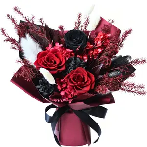 DAMOR Preserved Flowers Bouquet, Red Roses for Delivery, Long Lasting Natural Flowers, Forever Flowers, Gifts for Her, Women, Wife, Mom, Grandma, Luxury Flower Bouquet Room Decorations