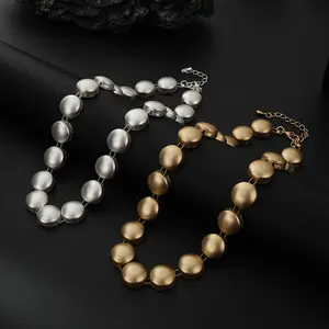 Bold Retro Gold Bead Statement Necklace