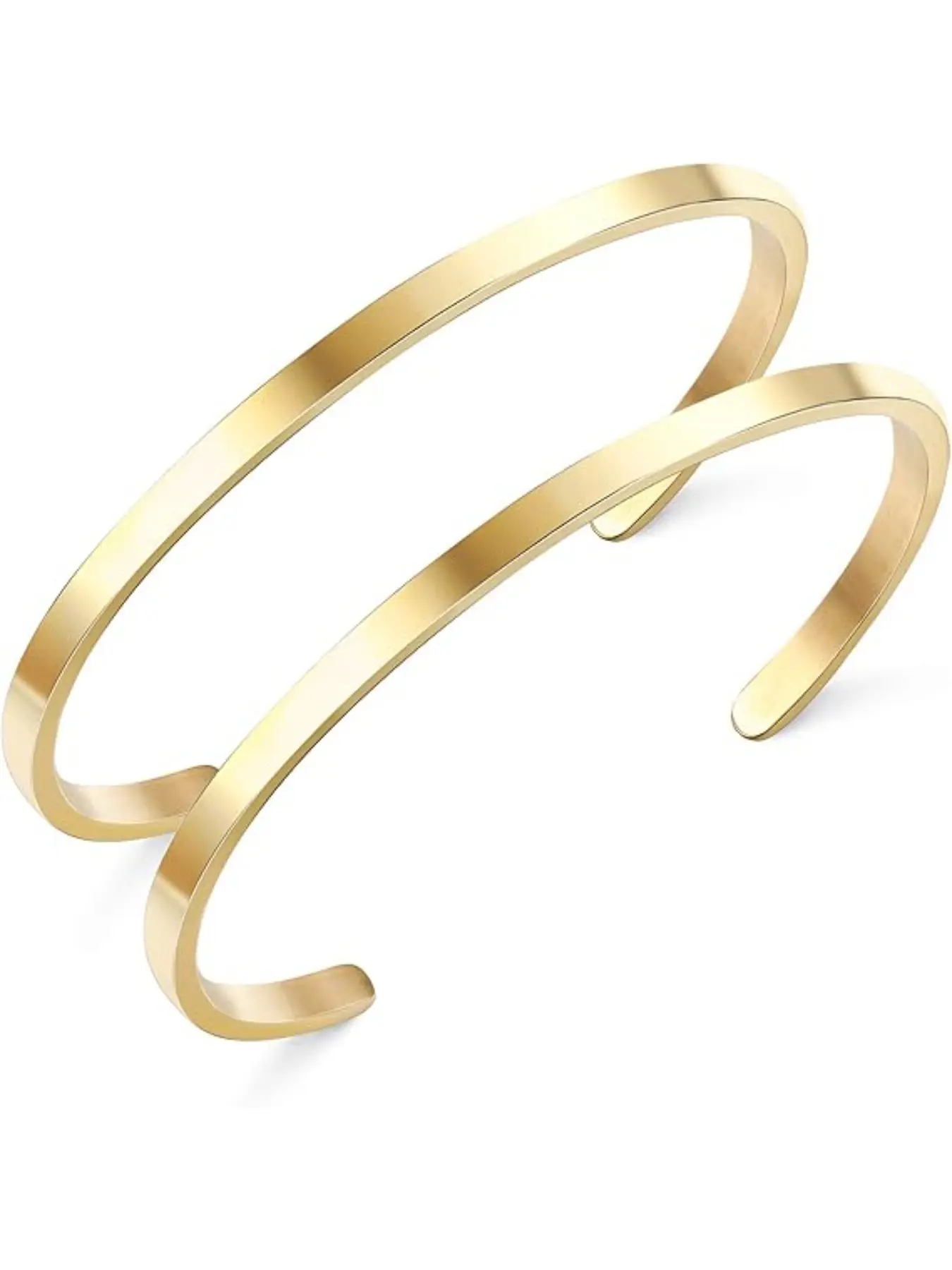 2 Pcs 18K Gold Plated Thin Cuff Bracelet for Him and Her Twisted Couple Bracelets Simple Delicate Adjustable Cuff Bangle Bracelet Fashion Bracelet for Women Men Couple Valentine's Day Mothers Day Gifts