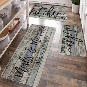 2/3pcs kitchen anti slip carpet floor mat, retro classic quote printed kitchen anti fatigue floor mat, soft and comfortable flannel anti slip kitchen floor mat, suitable for kitchen, dining room, laundry room, room decoration floor mat, Kitchen Rugs Sets