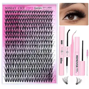 DIY Lash Extension Kit 320Pcs,9-16mm 40D Individual Lashes Clusters Kit,Lash Bond &Seal,Lash Remover For Eyelashes Extensions,Lash Applicator Tool For False Eyelash Cluster Kit At Home(40D,D-Mix9-16mm Kit)