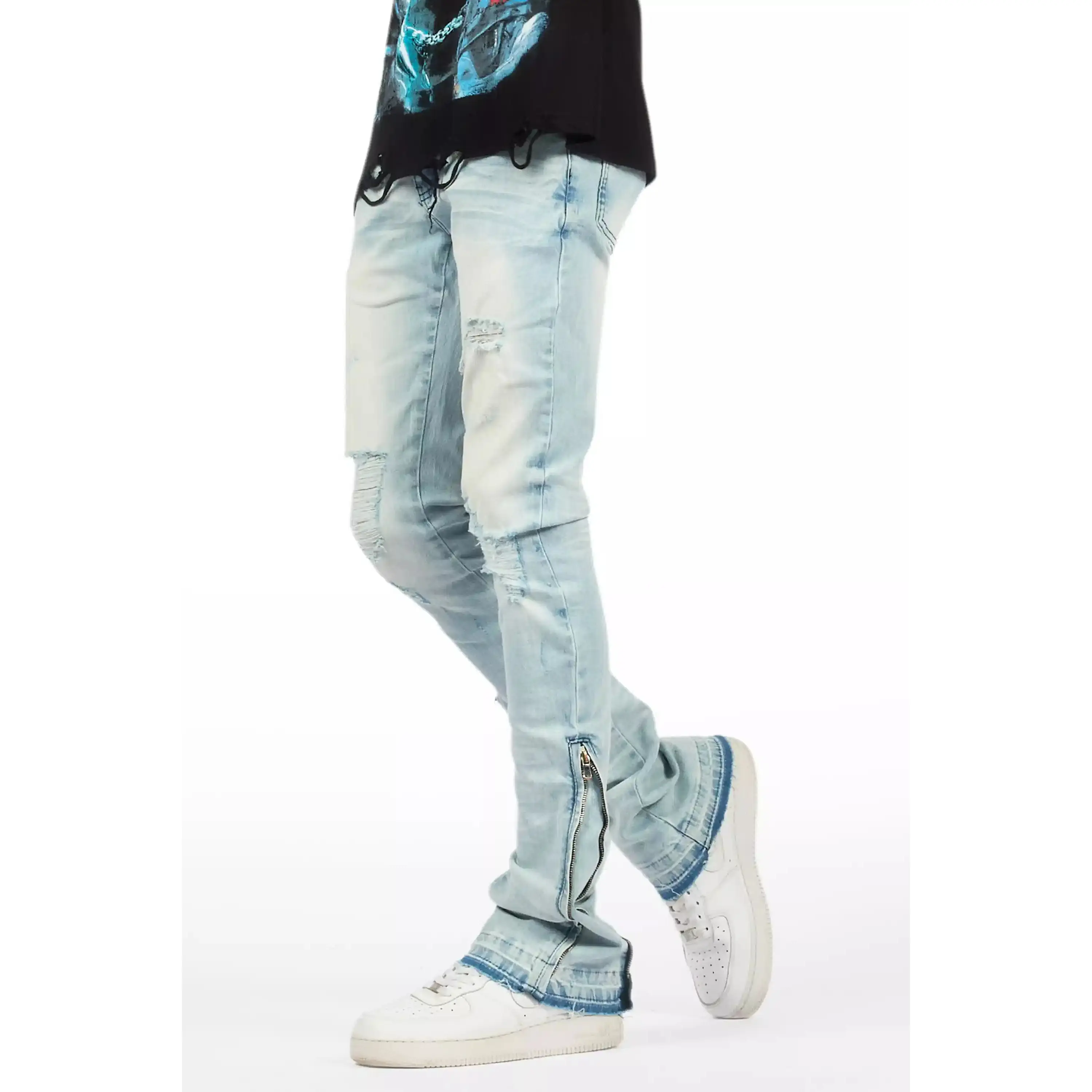 Jaymes Light Blue Stacked Flare Jean