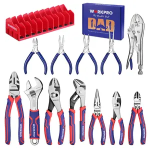 WORKPRO Pliers & Wrench Set, 12-Piece Pliers Tool Set with Organizer, Include Needle Nose, Wire Cutter, Groove Joint, Slip Joint, Long Nose, Diagonal Plier, For Home & Garage, Father's Day Suitable