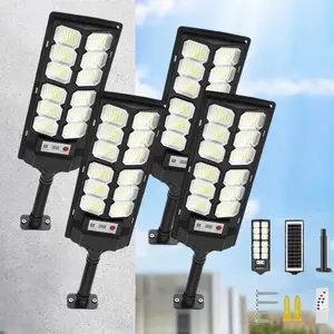 Professional 4-Pack Solar Lights for Outside 3 Modes 6500K LED Flood Security Light with Motion Sensor Dusk to Dawn Remote Control IP65 Waterproof  for Yard Garden Shop