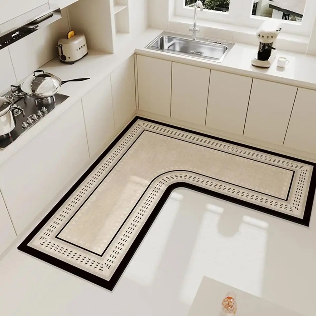 Diatomite Kitchen Mat, L-shaped Non-slip Kitchen Rug, Oil & Water Absorbent Kitchen Floor Mat, Suitable for Home & Kitchen Floor, Kitchen Area Rug