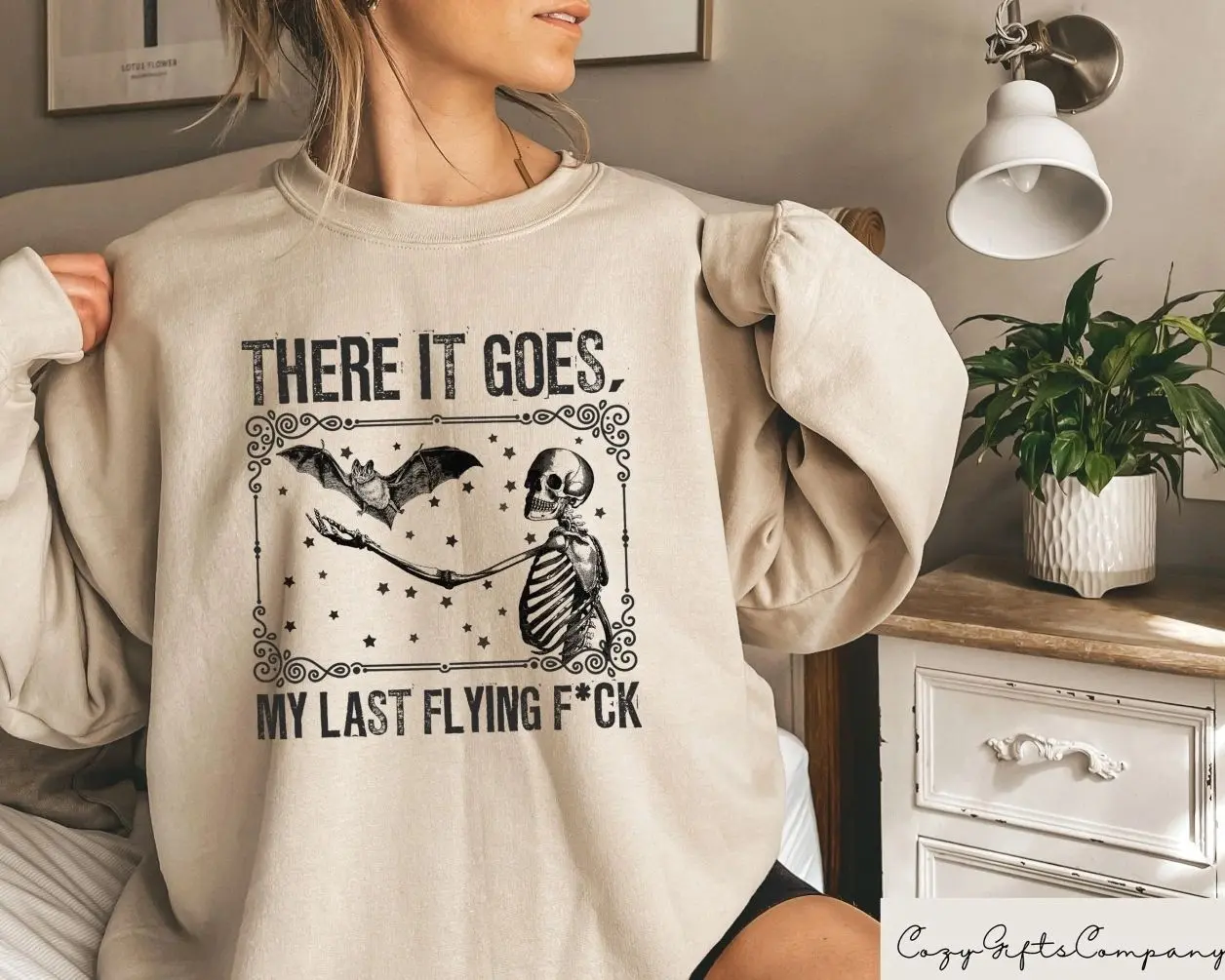 Skeleton Bat Sweatshirt, Spooky Season Crewneck Sweater, Cute Halloween Gifts for Women, Gothic Bat Graphic Jumper, Vintage Spooky Fall Aesthetic Apparel, Cute Halloween Party Clothing, Cozy Autumn Season Outfit, Witchy Spooky Season Gift for Her