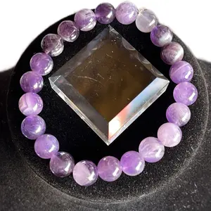 Dream Amethyst Natural Crystal Bead Bracelet - Purple Color, Minimalist Design, Perfect for Jewelry Lovers