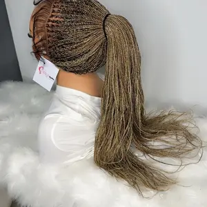 WIGSBYITO Mix Color Combo Synthetic Knotless Braids Full Lace Cap Fiber Blend Lightweight Hair Extension baby hair edges