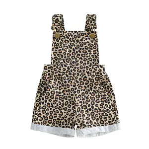 Babamoon Kids Toddler Baby Girls Boys Overalls Shorts Summer Leopard Print Sleeveless Jumpsuit Suspender Pants for Toddler