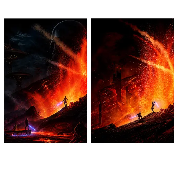 2PCS Start movie Canvas Wall Art, Lava Planet Fantasy Artwork, Futuristic Room Decor Poster Set for Home Office