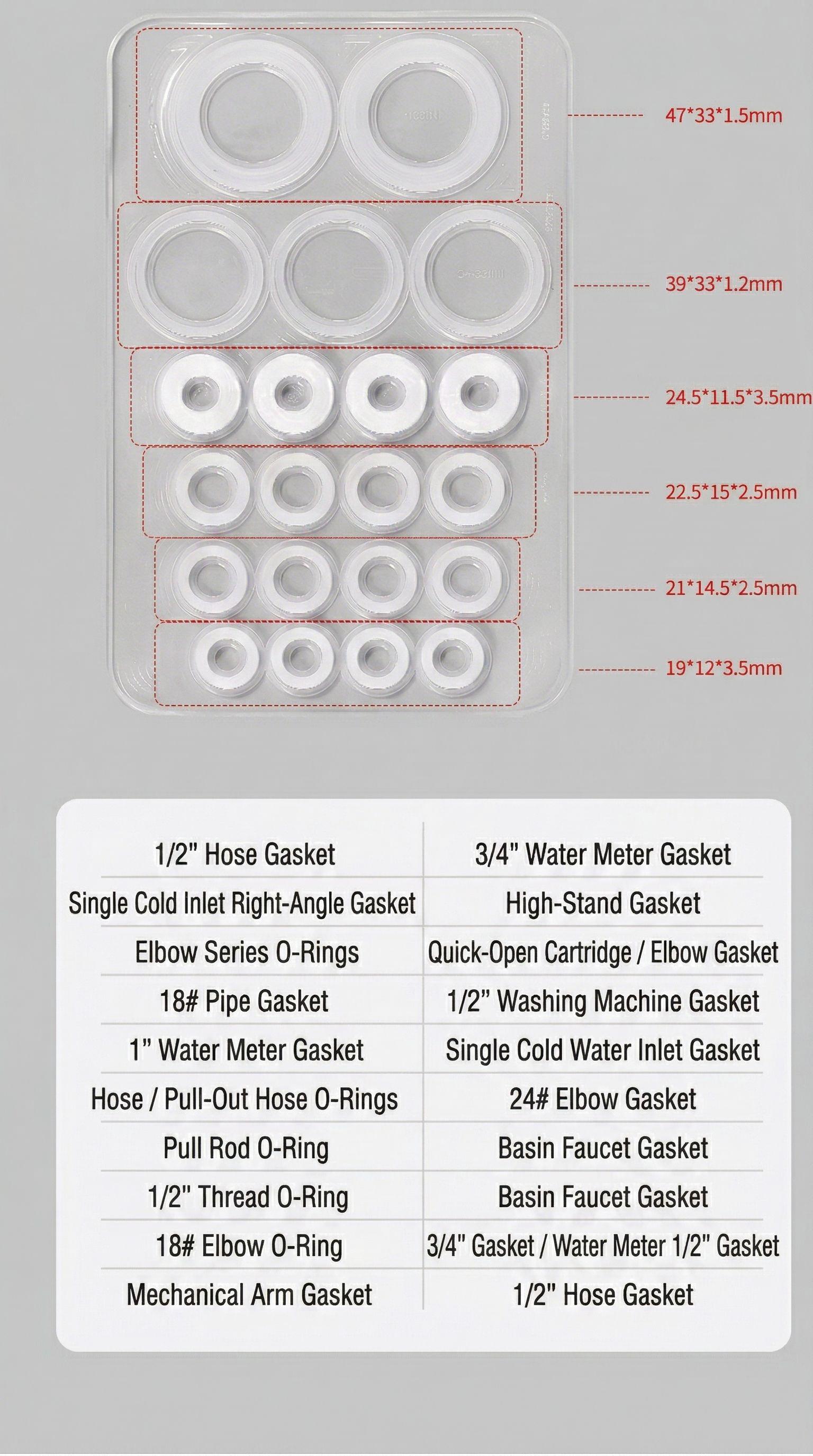 Universal Silicone Gasket Kit - 80+ Pcs Sealing Washer Assortment for Kitchen, Bathroom, Plumbing & Gas - Heat Resistant & Non-Toxic O-Rings for Faucets,