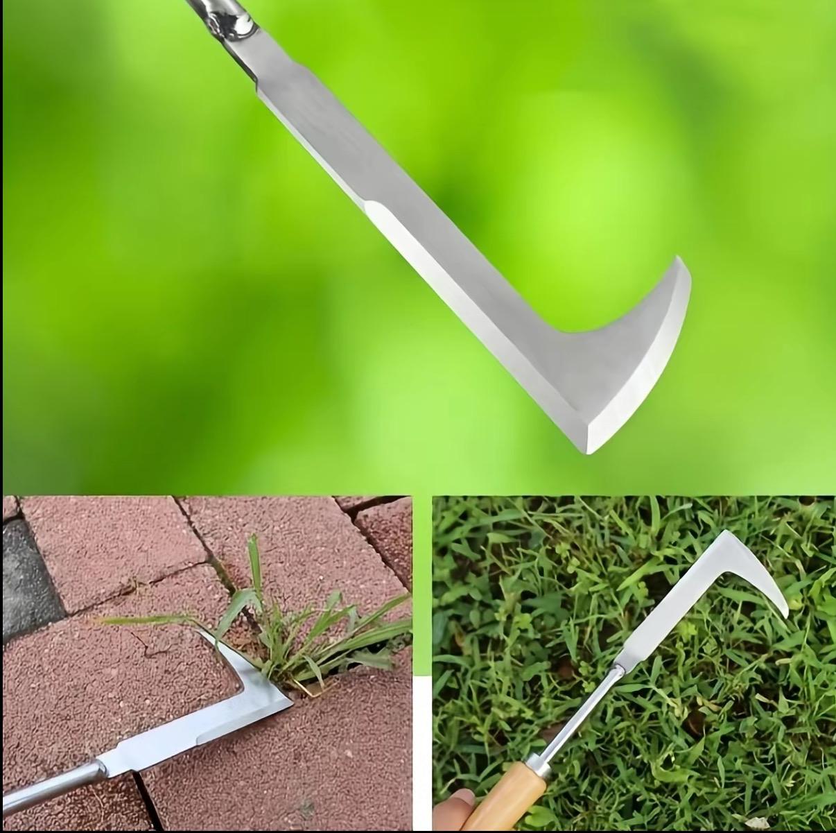 Crack Weeder Tool Crevice Cleaning Tool12" Stainless Steel Manual grass Puller ToolBeech Wood Handle for Sidewalk DrivewaysPatio Paver Narrow and Wall Gaps Garden