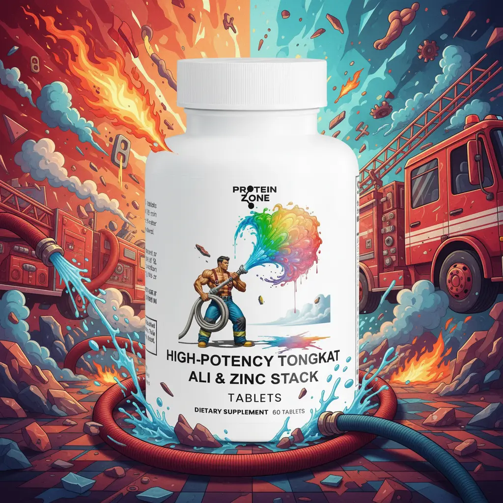 Protein Zone High-Potency Tongkat Ali & Zinc Stack Tablets - 400mg Tongkat Ali Root, 50mg Zinc, 250mg Maca Root, 250mg L-Arginine HCL - 60 Tablets for Energy, Performance, and Vitality