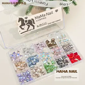 15-Color Mixed K9 Glass Sugar Cube Nail Rhinestones, Super Shiny Nail Gems for DIY Manicure & Nail Art