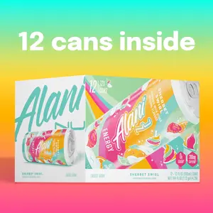 Alani Nu Energy Drink Sherbert Swirl 12 Pack 12oz Cans Zero Sugar 200mg Caffeine Boosting Beverage