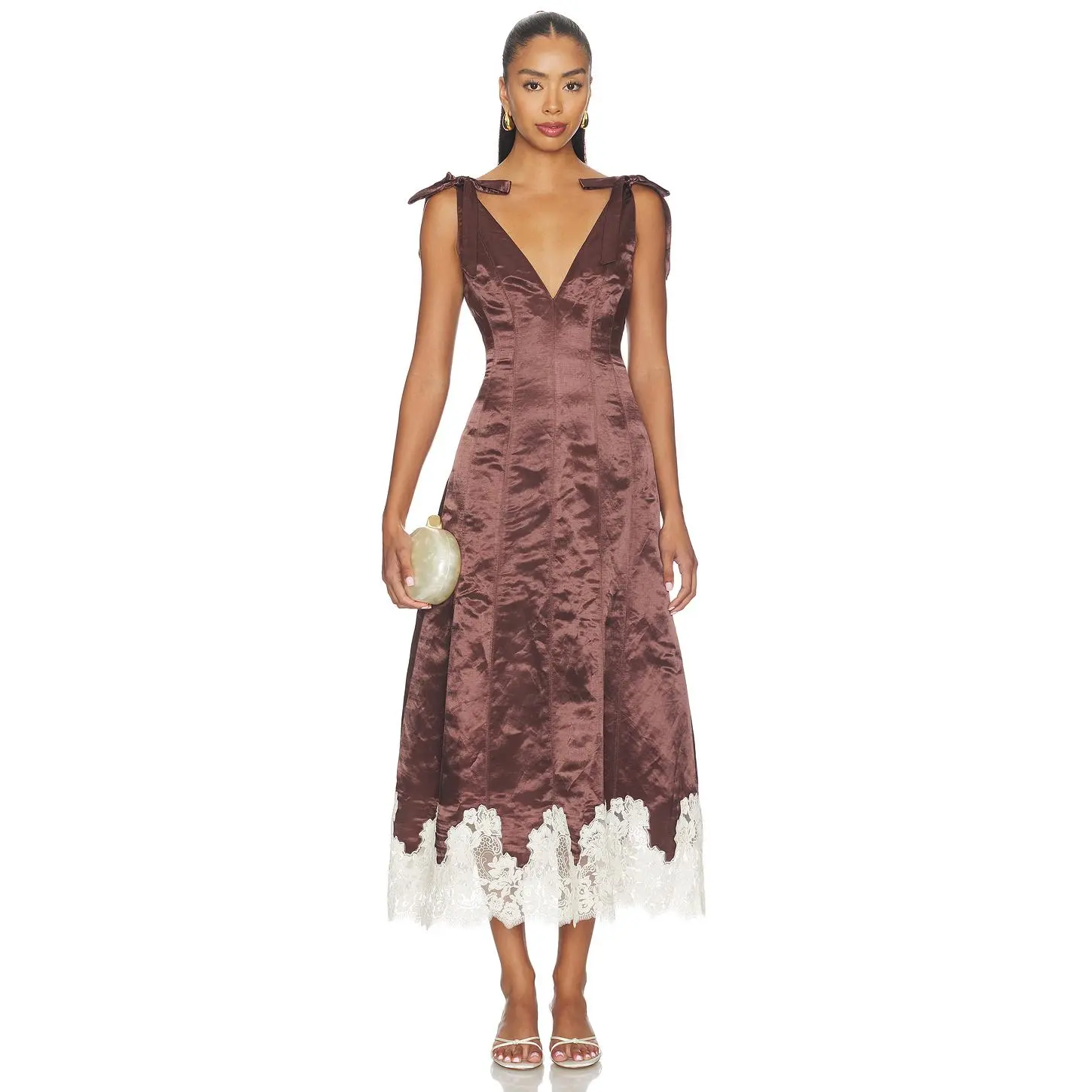 Camila Coelho Anahi Maxi Dress in Chocolate & Ivory