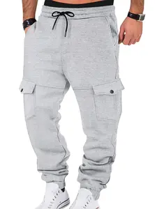 Men's Outdoor Casual Tactical Pants with Drawstring and Pockets, Lightweight Woven Fabric, Fitted Style for All Seasons, Casual Fashion Trousers