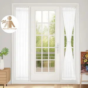 BTTO Non See White Short Through Sheer Curtains for Living Room 25/52 inches Long Privacy Bedroom Curtains 1 Panel Rod Pocket French Door Curtain for Kitchen Decor Tier Curtain