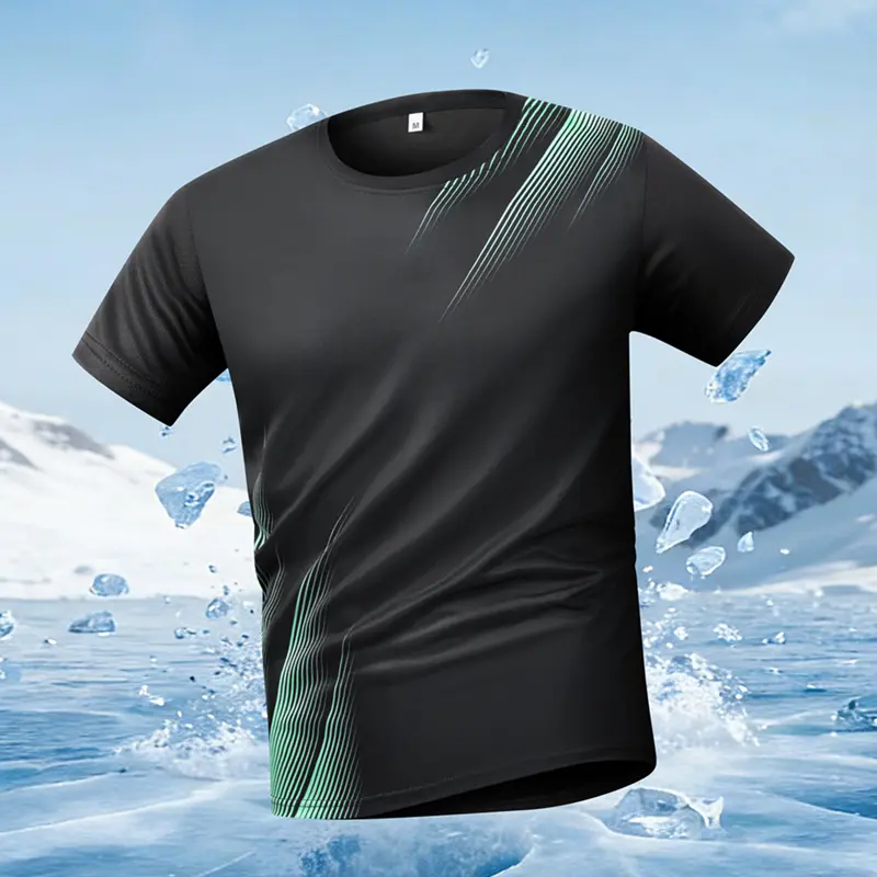 New summer short-sleeve T-shirt for men — lightweight sports/outdoor tee, loose fit for indoor fitness; suitable for young and middle-aged men; trendy T-shirt for summer outings.
