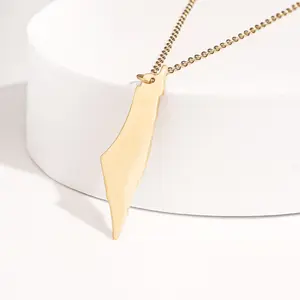 Palestine Map Pendant Necklace | Gold
