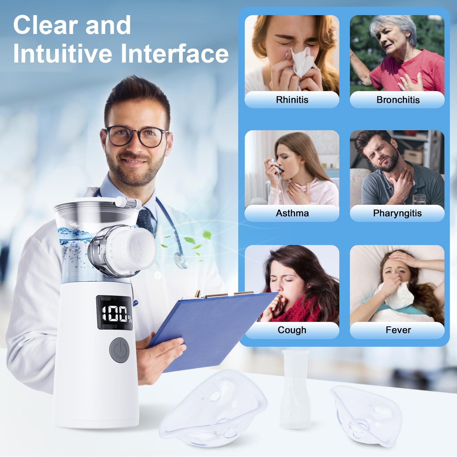 NBM-7 Handheld Nebulizer, 4 Adjustable Modes, Fine Mist 4μm, Rechargeable 600mAh, Portable & Quiet, 15ml Capacity for Daily Use and Personal Care