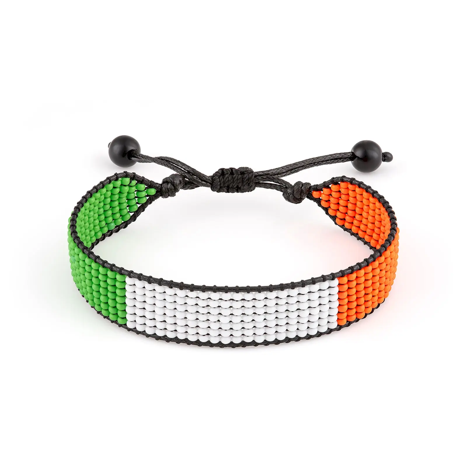 Irish Flag Bracelet: Handmade, Adjustable Beaded Wristband