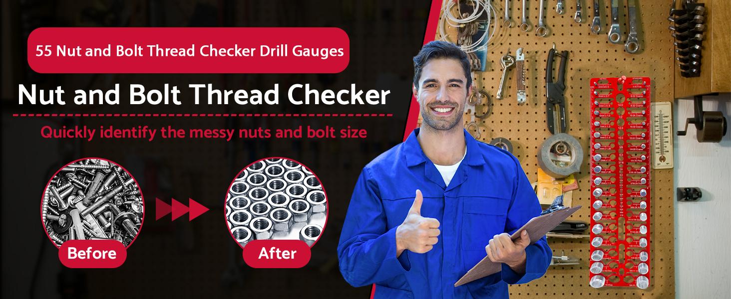 57 Nut and Bolt Thread Checker - Thread Checker Standard and Metric Bolt and Nut Identifier Gauge 21 Standard & 17 Metric & 19 Drill Gauges Thread Gauge Screw Size and Thread Gauge Inch & Metric 57 Nut and Bolt Thread Checker - Thread Checker Standard and Metric Bolt and Nut Identifier Gauge 21 Standard & 17 Metric & 19 Drill Gauges Thread Gauge Screw Size and Thread Gauge Inch & Metric