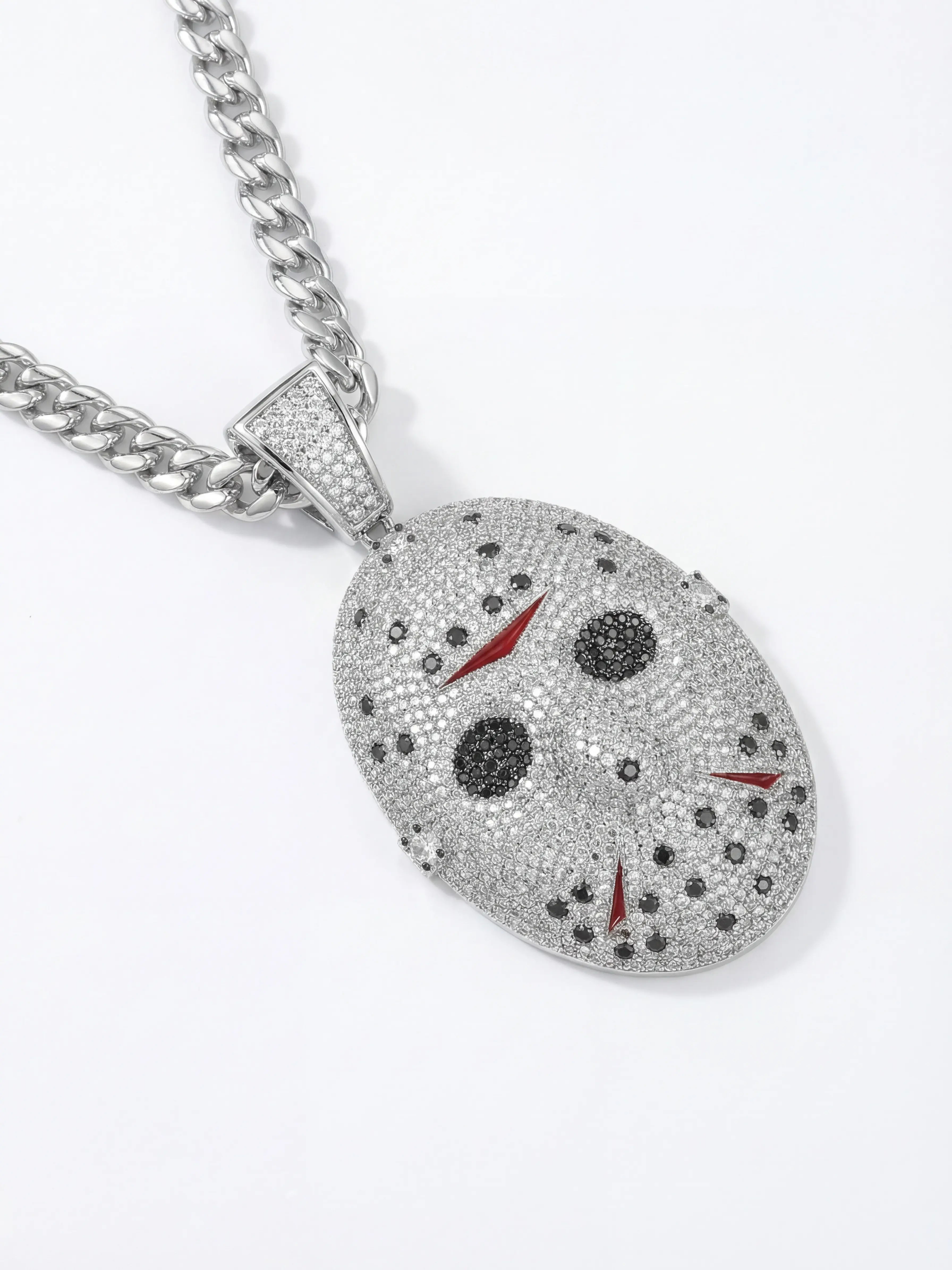 ICED OUT JASON MASK PENDANT AND CUBAN LINK CHAIN SET | TRIPOD JEWELRY