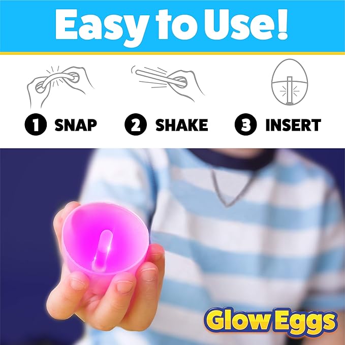 24 Easter Glow Eggs & 72 Mini Glow Sticks 96pcs Total, Glow-in-The-Dark Kids Teens Adults Easter Basket Stuffers Fillers Gift, Egg Hunt Game Bulk Party Favors, Boys Girls Classroom