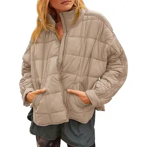 Women's Baggy Lightweight Zip Puffer Jacket Warm Winter Down Coat with Pockets