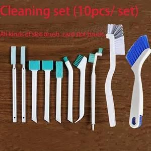 10 Piece Cleaning Brush Set, Long Handle Narrow Deep Clean Brushes, Durable Plastic Soft Bristles, Kitchen Window Track Sliding Door Tools, Home Cleaning Tool, Household Cleaning Tool, Cleaning Supplies