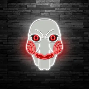 Saw Jigsaw Killer Neon Sign LED Wall Decor，Game Room Wall Decor, Halloween Gifts, Horror-Themed LED Signs, Suitable for Both Guys and Girls, Birthday Gifts,Size：12.05*12.75inch.