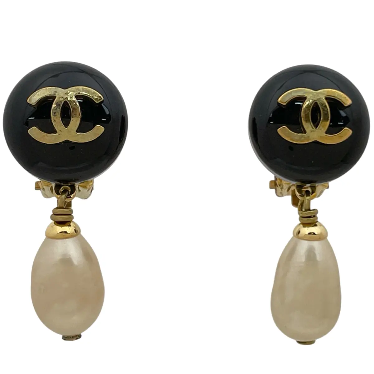 Pre-owned Chanel Coco Mark Faux Pearl Swing Earrings 4000022748450